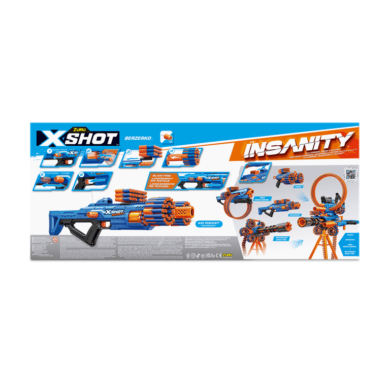 X-Shot Insanity Bezerko by ZURU with 48 Darts, Air Pocket Technology Darts  and Dart Storage, Outdoor Toy for Boys and Girls, Teens and Adults