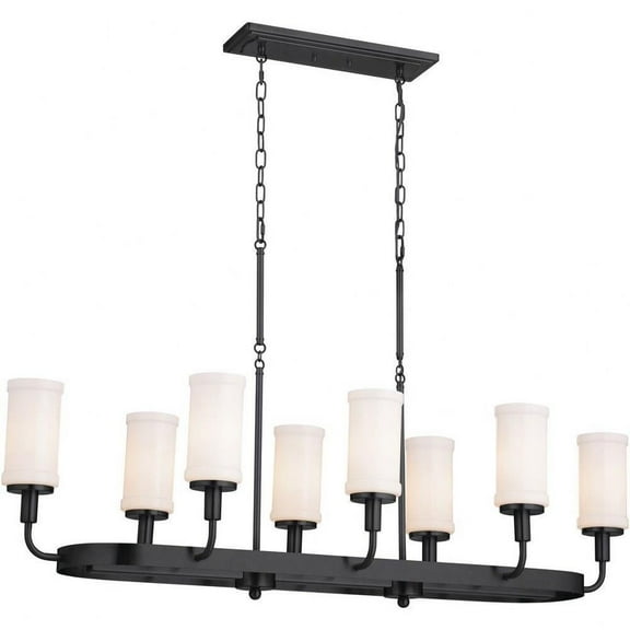 8 Light Double Linear Chandelier in Homestead Style-25.5 inches Tall and 17.5 inches Wide-Textured Black Finish Bailey Street Home 147-Bel-4652797