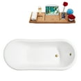 thumbnail image 3 of 67" Cast Iron R5420BL-GLD Soaking Clawfoot Tub and Tray with External Drain in Polished Gold and Matte Black Clawfeet, 3 of 10