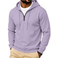 thumbnail image 2 of Trgacdwlo Mens Quarter Zip Hoodie Plain Long Sleeve Pullover for Men Drawstring Fall Winter Gym Sports Mens Sweatshirts Hoodies Light Purple L, 2 of 5