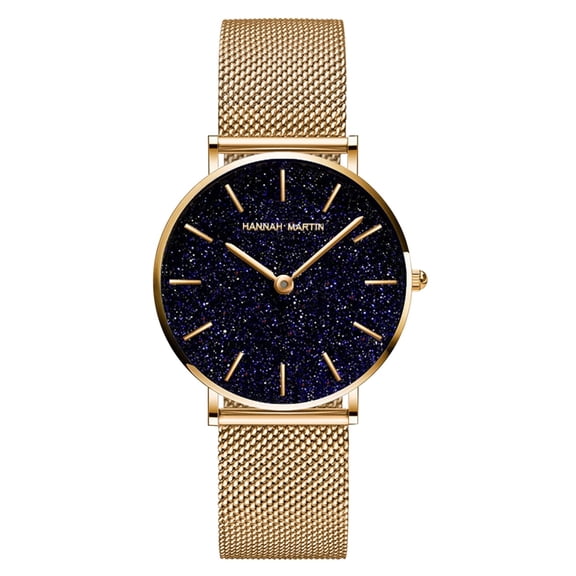 Women Dress Watches Fashion Star Dial Analog Waterproof Wrist Watch with Stainless Steel /Leather Strap