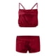 thumbnail image 3 of Gibobby camisones de mujer Conjuntos de pijamas con volantes de satén de seda sexy para mujer (Vino, M), 3 of 5