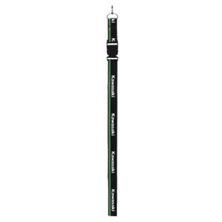 Kawasaki Green - Kawasaki 3 Green Lines Logo Polyester Detachable Lanyard Black K068-9109-BKNS