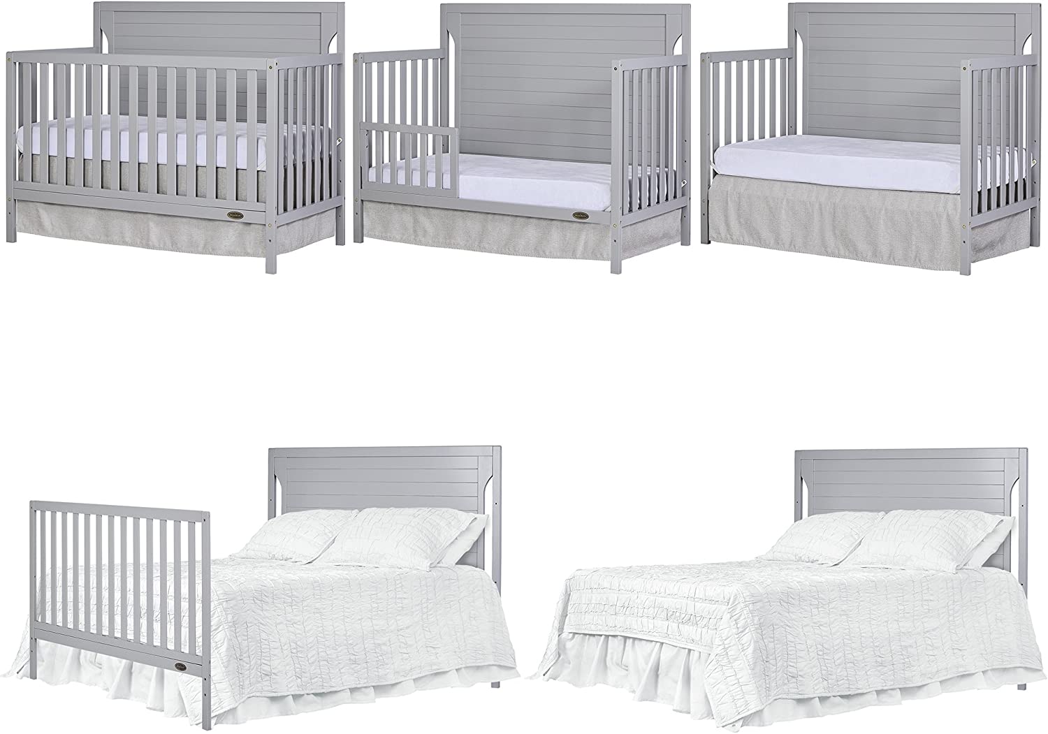 Dream On Me Cape Cod 5-In-1 Convertible Crib In Pebble Grey, Greenguard Gold And JPMA Certified, Built Of Sustainable New Zealand Pinewood, 3 Mattress Height Positions Pebble Grey Inch (Pack of 1) - image 7 of 8