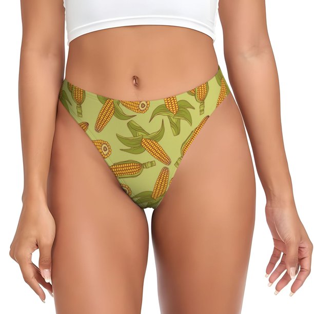 Balery Corn Tangas de Algodón para Mujer con Estampado – Ropa Interior Sexy, Transpirable, G-string-XX-Large