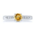 thumbnail image 2 of Gem Stone King 925 Sterling Silver Yellow Citrine and White Created Sapphire Engagement Ring for Women | 0.55 Cttw | Round 5MM | Gemstone November Birthstone | Size 9, 2 of 2