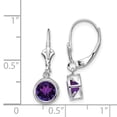 thumbnail image 4 of 14K White Gold 6mm Amethyst Leverback Dangle Earrings, 4 of 4