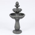 thumbnail image 1 of LuxenHome Résine Grise 2 Niveaux Piédestal Fontaine Extérieure, 1 of 8