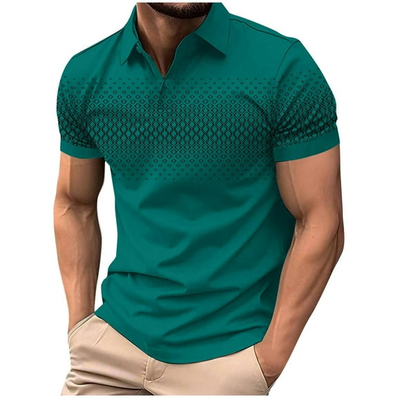 Afuyipoi Graphic Polo Shirts for Men, Breathbale Soft Summer Tops Short Sleeve Golf Shirts Army Green