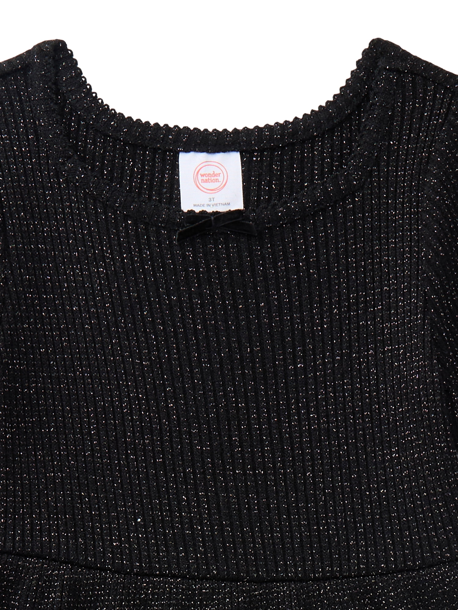Wonder Nation Toddler Girls Square Neck Cozy Knit Dress, Sizes 12M-5T