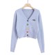 thumbnail image 3 of Camisa de punto para mujer, suelta, retro, de manga larga, con botones, suéter, abrigo de otoño, azul Kearding AP001150-05B, 3 of 7