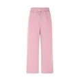 thumbnail image 7 of Clean Summer Womens Suits For Women Solid Basic Outfits Pullover Sweater Blouses V Neck Sleeveless Dressy Shirts Drawstring Elastic Waist Straight Wide Leg Pants Office Work Suits, 7 of 7
