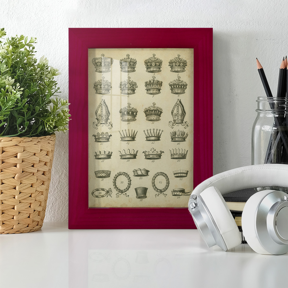 Heraldic Crowns & Coronets IV -Framed Print w/glass-Cherry Red