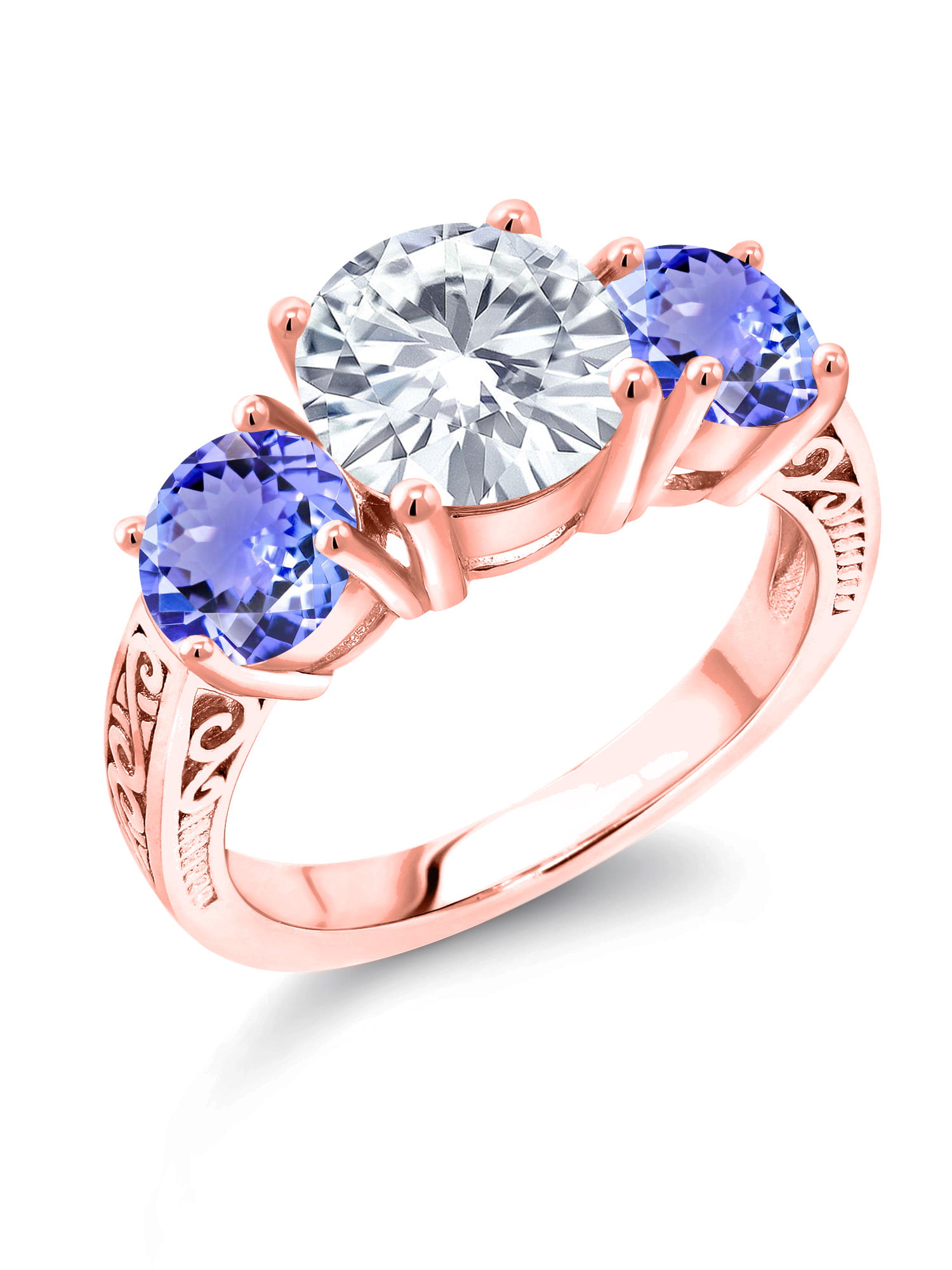 FB Jewels 2.78 Carat Genuine Blue Topaz and Tanzanite 925 Sterling Silver Birthstone Ring 