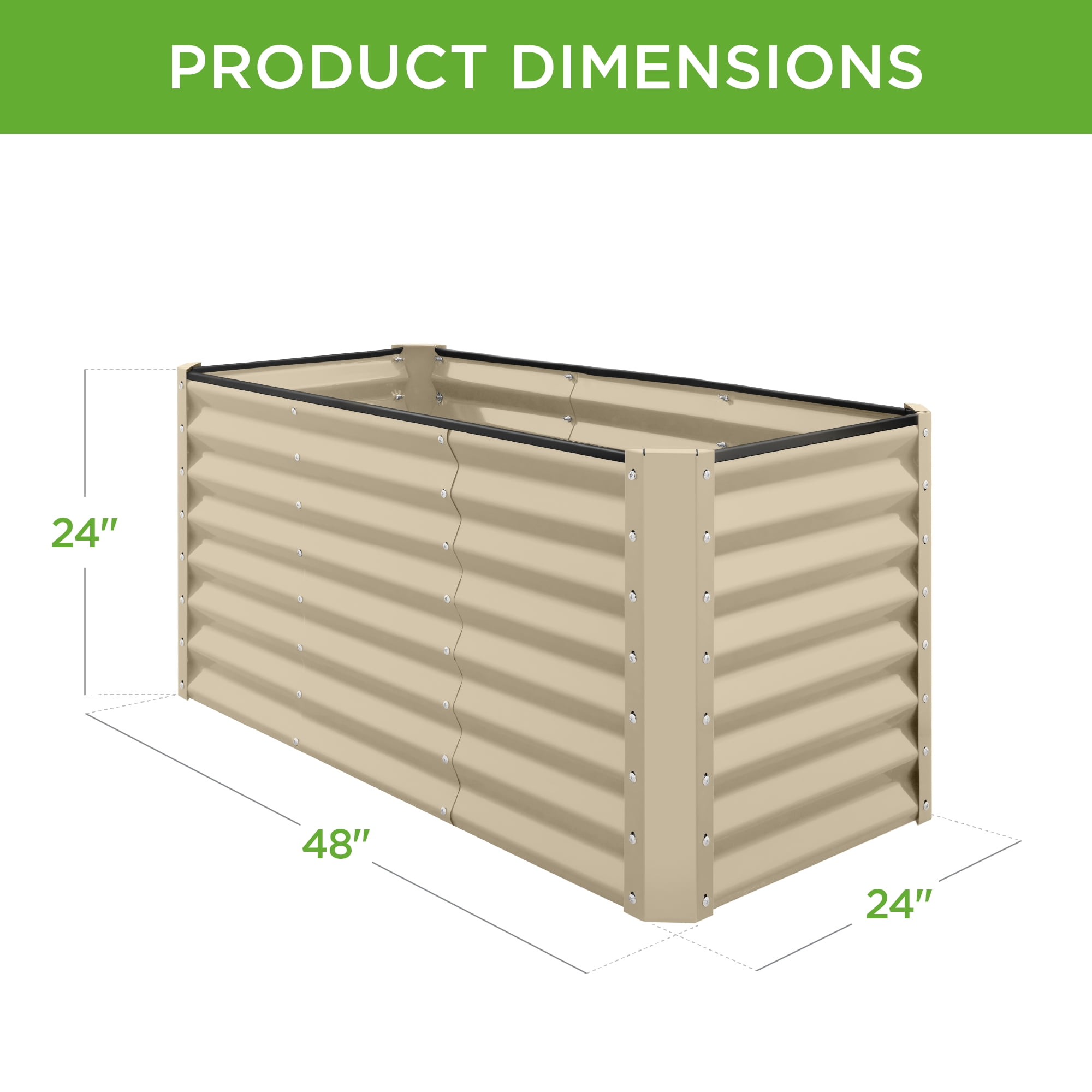 Best Choice Products 4x2x2ft Outdoor Metal Raised Garden Bed, Planter Box for Vegetables, Flowers, Herbs - Beige