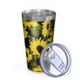 thumbnail image 2 of 16oz Tumblers Black Green Stem Sunflower Pattern Stainless Steel Vacuum Insulated Double Wall Travel Tumbler Cups Mug with Lid and Straw,Cleaning Brush for Coffee,Tea, 2 of 4