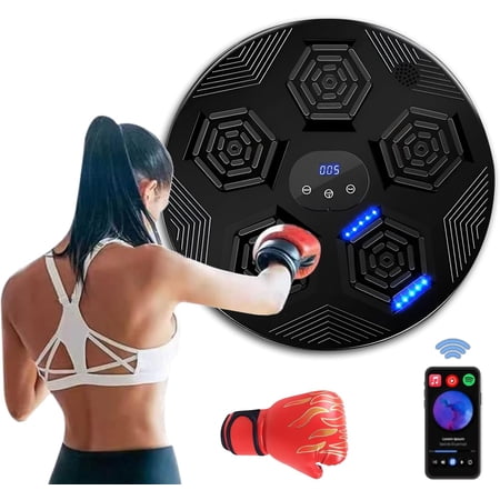 Annuodi Music Boxing Machine Smart Boxing Training Gym Equipment with Boxing Gloves Wall Mount Electronic Boxing Trainer for Music Interactive Game