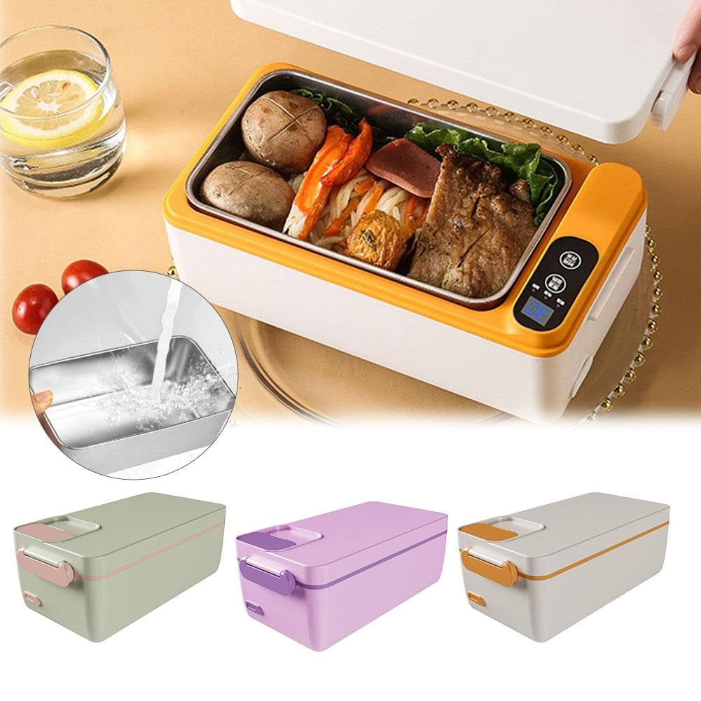 Cordless Electric Lunch Box, 1.2L Self Heating Lunch Boxes with Automatic Heating, 12000mAh Rechargeable Portable Food Warmer with 65 Degree Constant Temperature Heating, for Office,Outdoors (White)