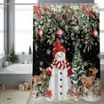 thumbnail image 2 of Winter Snowman Bathroom Shower Curtain Christmas Tree Leaves Elk Flower Black Waterproof Washable Shower Curtains for Bathtub Bath Decor with Grommets and Hook 72 X 84 Inch, 2 of 8
