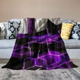 thumbnail image 2 of Qinduosi Flannel Fleece Throw Blanket,All Season Hexagonal Purple Black Bed Blanket Blanket for Bed Sofa Couch,Bedroom Decor Geometric Plush Blanket Throw, 2 of 6
