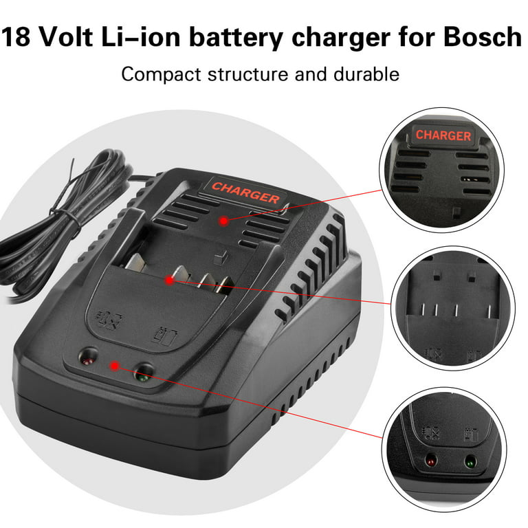 pack de 4)3X Batterie pour BOSCH & Chargeur AL1820CV 18V Lithium Ion  compatible BAT609G BAT609, BAT618, BAT618G, BAT610G 260736092, 260736236,  BAT619G, BAT619, 2607336169, BAT609G, 260736170, 2607336 235, 2607360 LIN,  GSB 18VE-2-LI