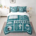 thumbnail image 2 of Castle Fairy Teens Adults Football Print Twin Bedding Sets 7-Piece,Sport Gamer Bedding Comforter Set Microfiber,Blue Grey Breathable Sheet Sets,Breathable Home Decor,Reversible, 2 of 8