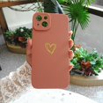 thumbnail image 3 of Compatible for iPhone 14 Plus Case Luxury Gold Heart Pattern, Side Cute Plated Heart Pattern Case for Women Girls Soft TPU Shockproof Camera Protective Back Cover Case - Pink, 3 of 6