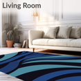 thumbnail image 2 of ODIKA 5'x7' Machine Washable Non-Slip Area Rug, Abstract Ripple Wave Design with Modern Minimalist Touch High Traffic Rug with Pad, Blue, 601366, 2 of 8