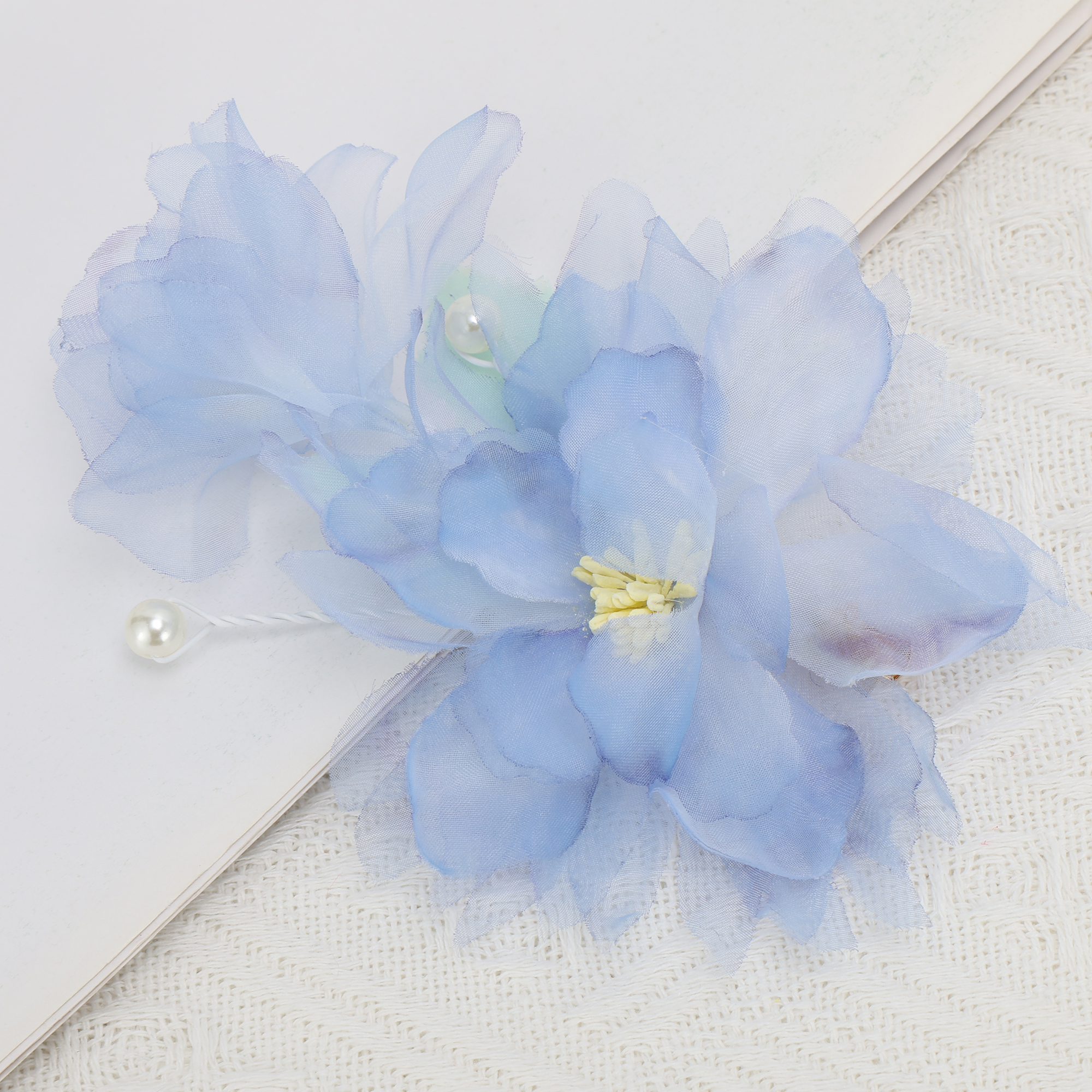 Unique Bargains Flowers Pattern Hair Clip Measuring 5.71" x 4.13" Light Blue