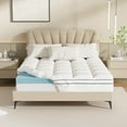 thumbnail image 3 of 4 Inch Dual Layer Memory Foam Mattress Topper Full Size, 2 Inch Gel Memory Foam & 2 Inch Pillow Top Matrress Pad with 8-21 Inch Deep Pocket, 3 of 9