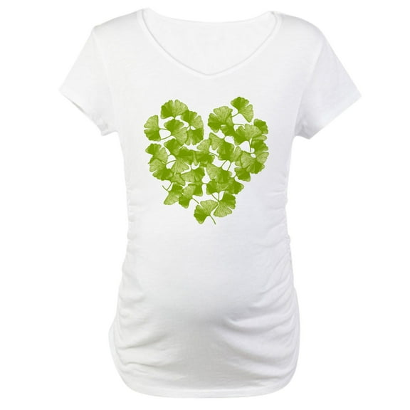 CafePress - Ginkgo Leaf Heart Maternity T Shirt - Cotton Maternity T-shirt, Cute & Funny Pregnancy Tee