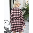 thumbnail image 2 of FANCYINN Women Long Sleeve Plaid Pattern Tunic Tops Shirt Casual Fall Christmas Dress Green & Pink XS, 2 of 4