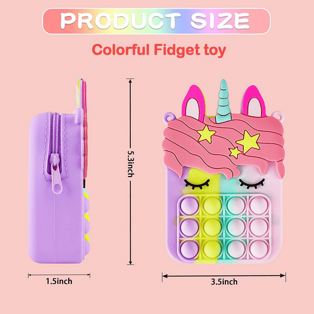 Unicorn Pop Purse Bag It Fidget Toy Girls Bubble Popitsfidgets Pack Rainbow  Poppit Kids Bulk It's Sensory Toy Popets Anxiety Stress Relief Silicone  Gift for 6 7 8 Years Teen Youth Cute 