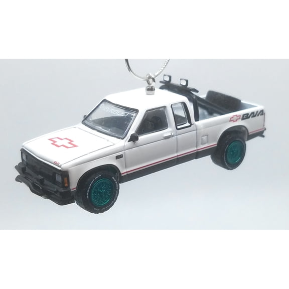 Christmas Ornament for 1991 Chevy S10 Baja White Black Green Rims Ltd Ed