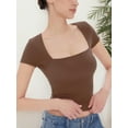 thumbnail image 6 of Women's short Sleeve Short Sleeve Tops Square Neck T Shirts Fitted Basic Tee, 6 of 6