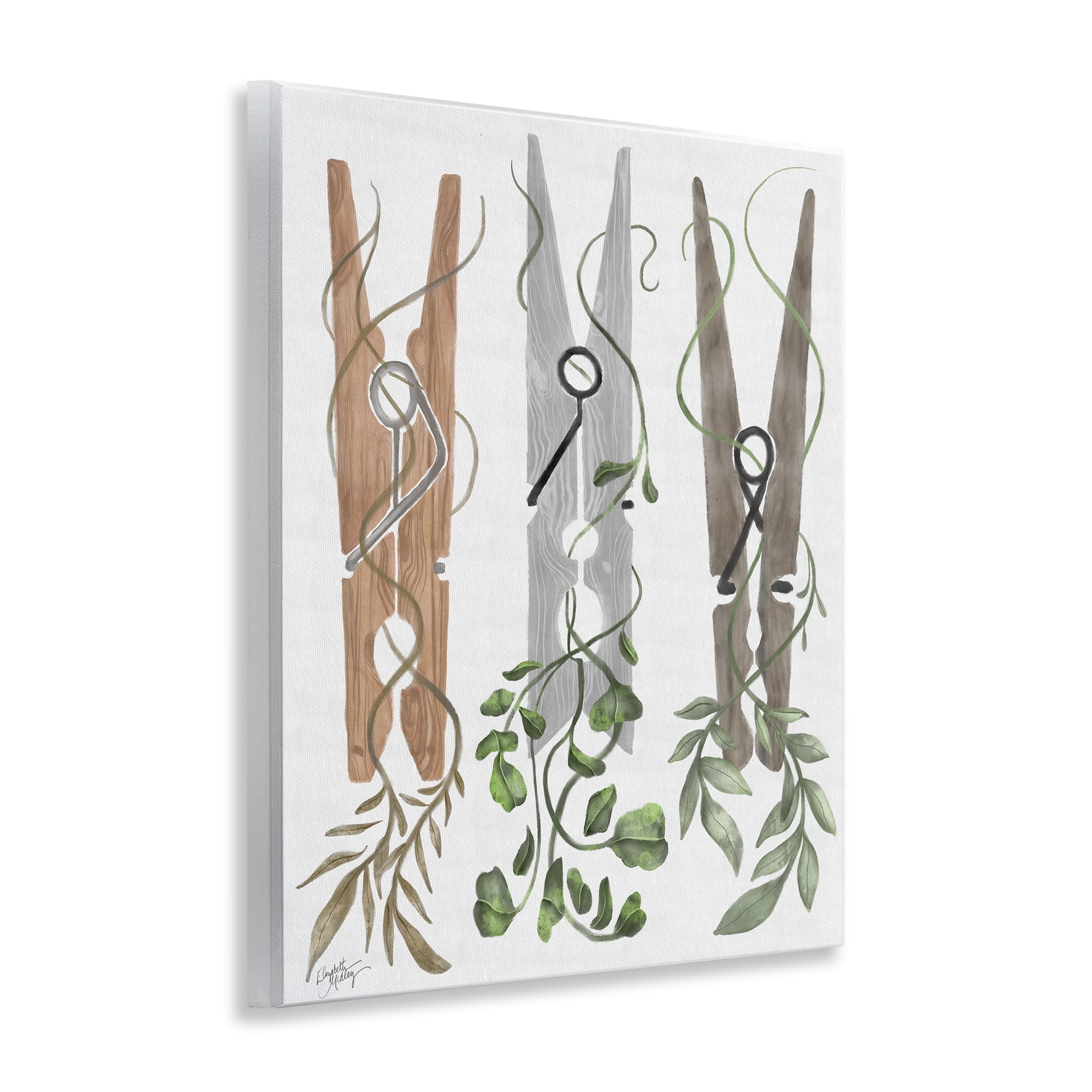 Stupell Industries Ivy Wrapped Clothespins Wall Plaque Art, design by Elizabeth Medley