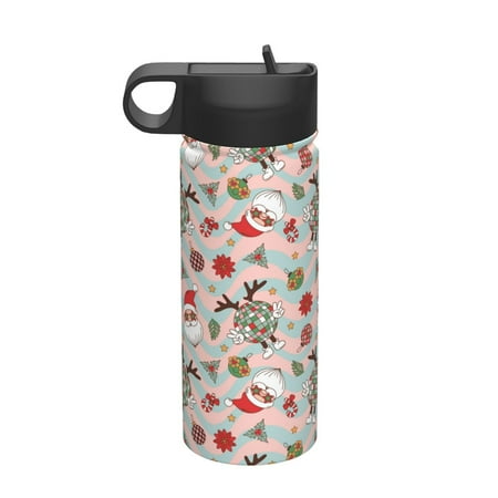 

Adobk Groovy Retro Santa Print Water Bottle 18oz Sports Insulated Kettle for Cycling Gym Basketball Outdoor Suitable as a Present