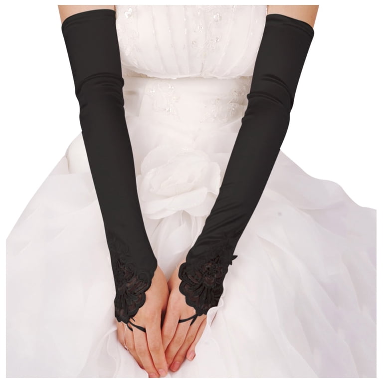 Style Fingerless Opera Gloves for Women Elegant Evening Party Wear Long Elbow Length Stretchy Satin Formal Gloves