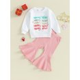 thumbnail image 2 of CIYCuIT Kids Baby Girls Christmas 2Pcs Outfits Long Sleeve Letter Print Sweatshirt + Flared Pants Sets Toddler Casual Daily Clothes 6M 12M 18M 24M 3T 4T, 2 of 8