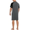 thumbnail image 6 of Men's Cotton Night Sleep Shirts Comfy Long Sleeve Mid-Length Nightgown Loose Striped Crew Neck Nightshirts,up to size 3XL, 6 of 8