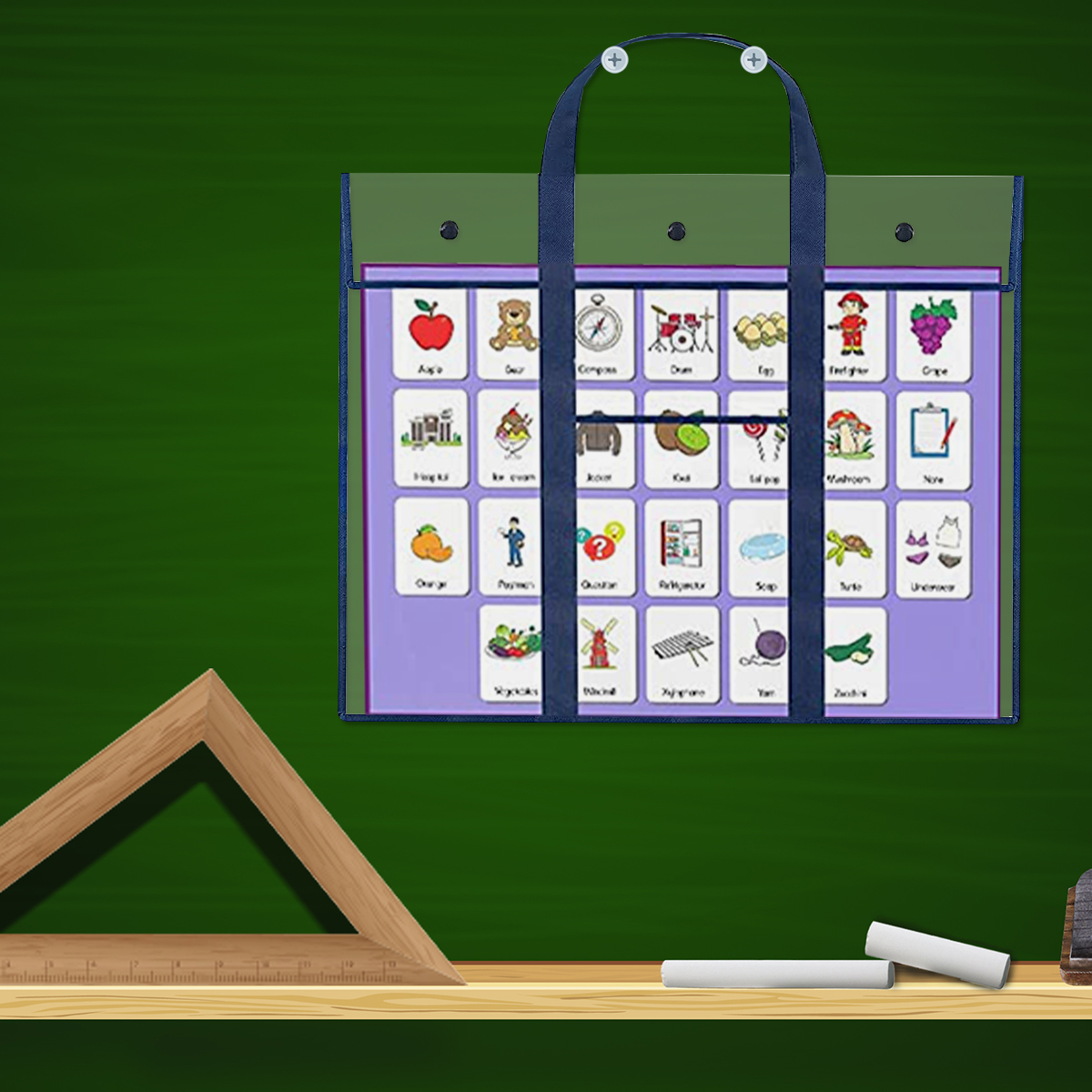 2-Pack PVC Poster Storage Pocket Charts - 30.5 X 24.8 Inches With Accessory Pocket, For Bulletin Boards & Art