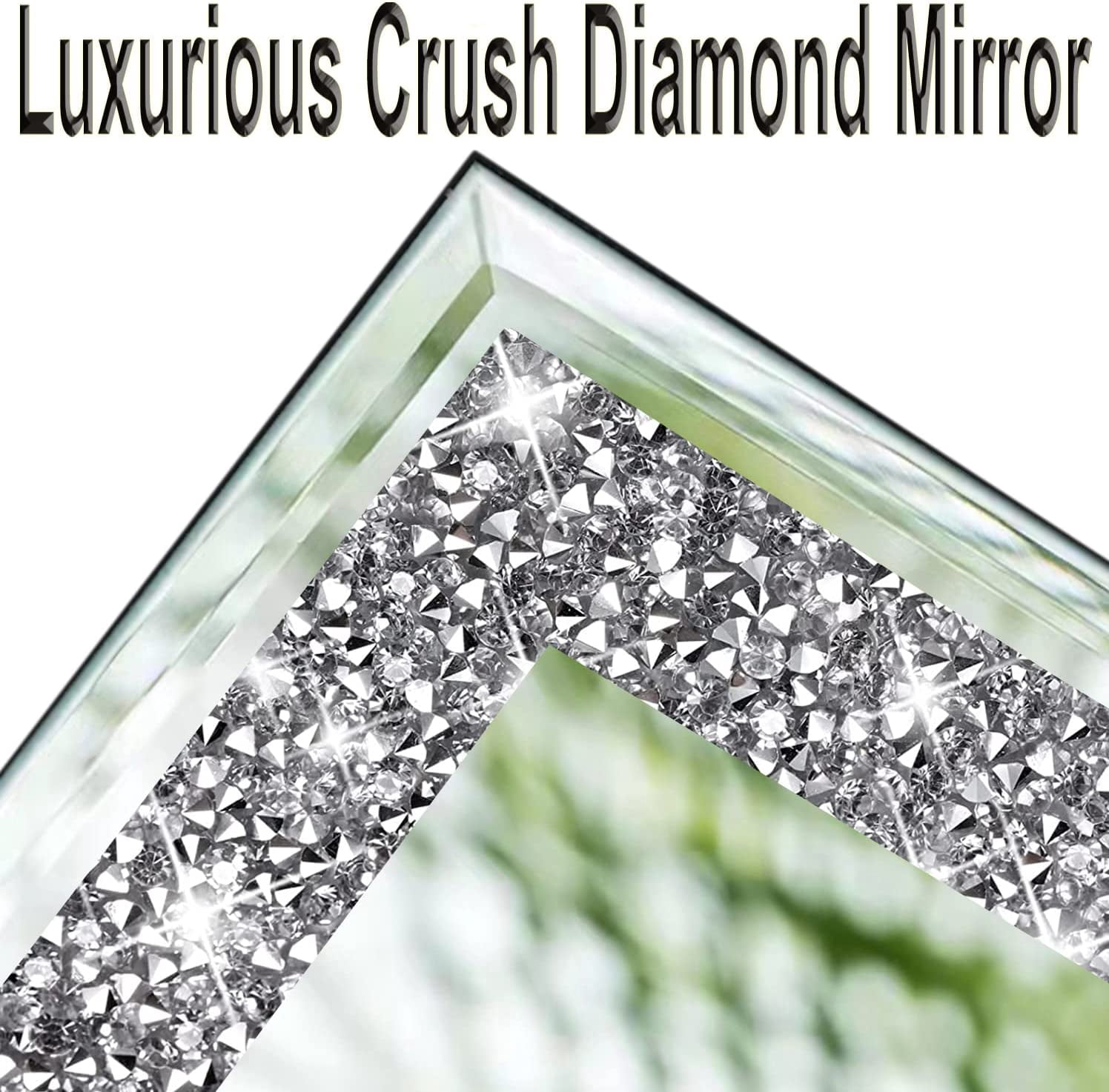 Full Length Mirror Tiles,Crystal Crush Diamond Full Body Wall Mirror,14''x11'' 4PCS Glass Frameless Make Up Mirror for Home Decor,Room Decor,Wall Decor.
