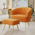 thumbnail image 6 of Andeworld Modern Accent Chair with Ottoman,Upholstered Single Sofa for Living Room,Bedroom(Orange), 6 of 6