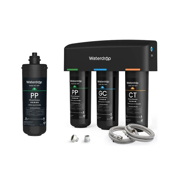 Waterdrop TSA 8 Layer Under Sink Water Filter System,  Reduces PFAS, PFOA/PFOS, Fluoride, Chlorine, Bad Taste & Odor, with WD-10PP Water Filter