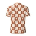 thumbnail image 3 of Vsdgher Brown Palms Print Men's Short Sleeve Stretch Polo Shirt, Moisture-Wicking Performance Polo Shirt, 3 of 8