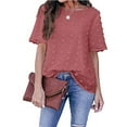 thumbnail image 2 of Blouse à Manches Courtes Col Rond Couleur Unie pour Femmes, 2 of 5