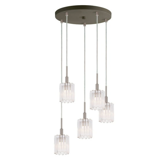 Woodbridge Lighting Candice 5-Light Transitional Glass Cluster Pendant in Nickel