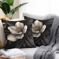 thumbnail image 2 of Throw Pillow Covers 20x20 Inch Set of 2, Black Gold Flower Waterproof Outdoor Pillow Covers, Gradient Luxurious Floral Botanical Decorative Cushion Pillowcases for Couch, Sofa, Bed, Garden, Patio, 2 of 9