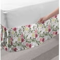 thumbnail image 2 of Floral Bed Skirt, Hand Drawn Art Like Wild Colorful Blooming Flowers Leaves and Long Twigs, Elastic Bedskirt Dust Ruffle Wrap Around for Bedding Decor, 4 Sizes, White and Multicolor, by Ambesonne, 2 of 2