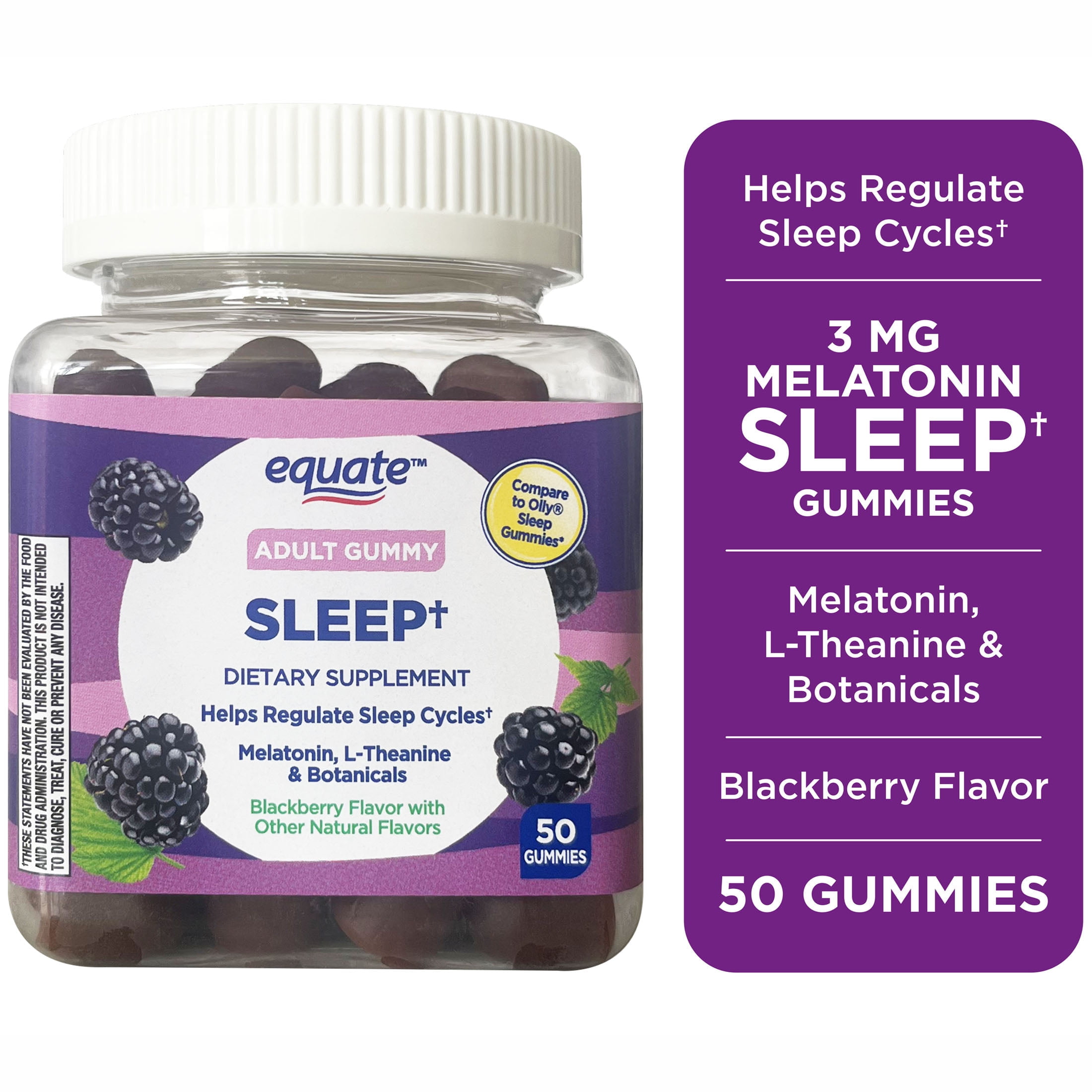 Equate Sleep Gummy Supplement with Melatonin and L-Theanine, 50 Count